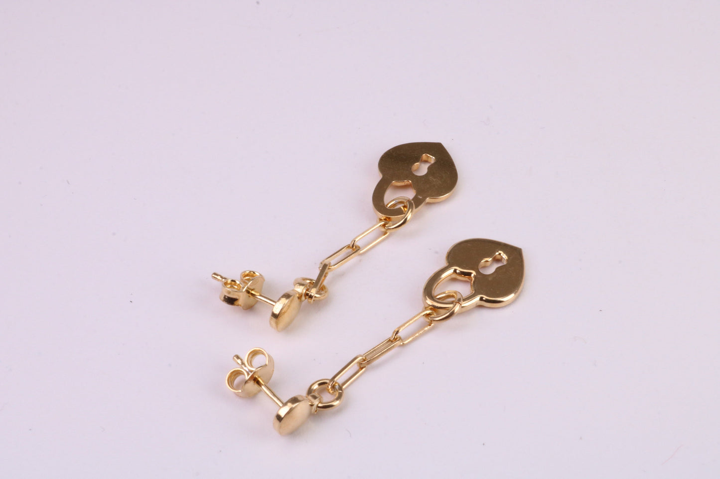 Lock Dropper Earrings, Made from Solid 925 Grade Sterling Silver and 18ct Yellow Gold Plated