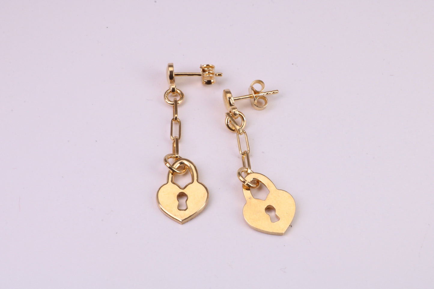 Lock Dropper Earrings, Made from Solid 925 Grade Sterling Silver and 18ct Yellow Gold Plated