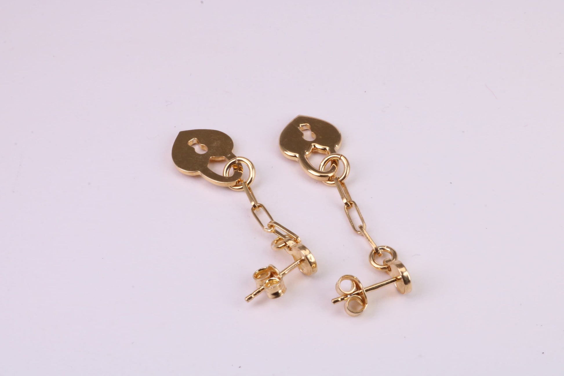 Lock Dropper Earrings, Made from Solid 925 Grade Sterling Silver and 18ct Yellow Gold Plated