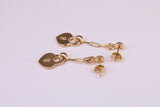 Lock Dropper Earrings, Made from Solid 925 Grade Sterling Silver and 18ct Yellow Gold Plated