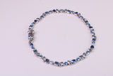 Blue Sapphire, Aquamarine and Topaz C Z Set Bracelet, 7.50 inch Length, Made from solid Sterling Silver