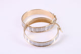 28 mm Round Creole Hoop, Two Tone Shimmer Finish, Earrings Made from 9ct Yellow Gold