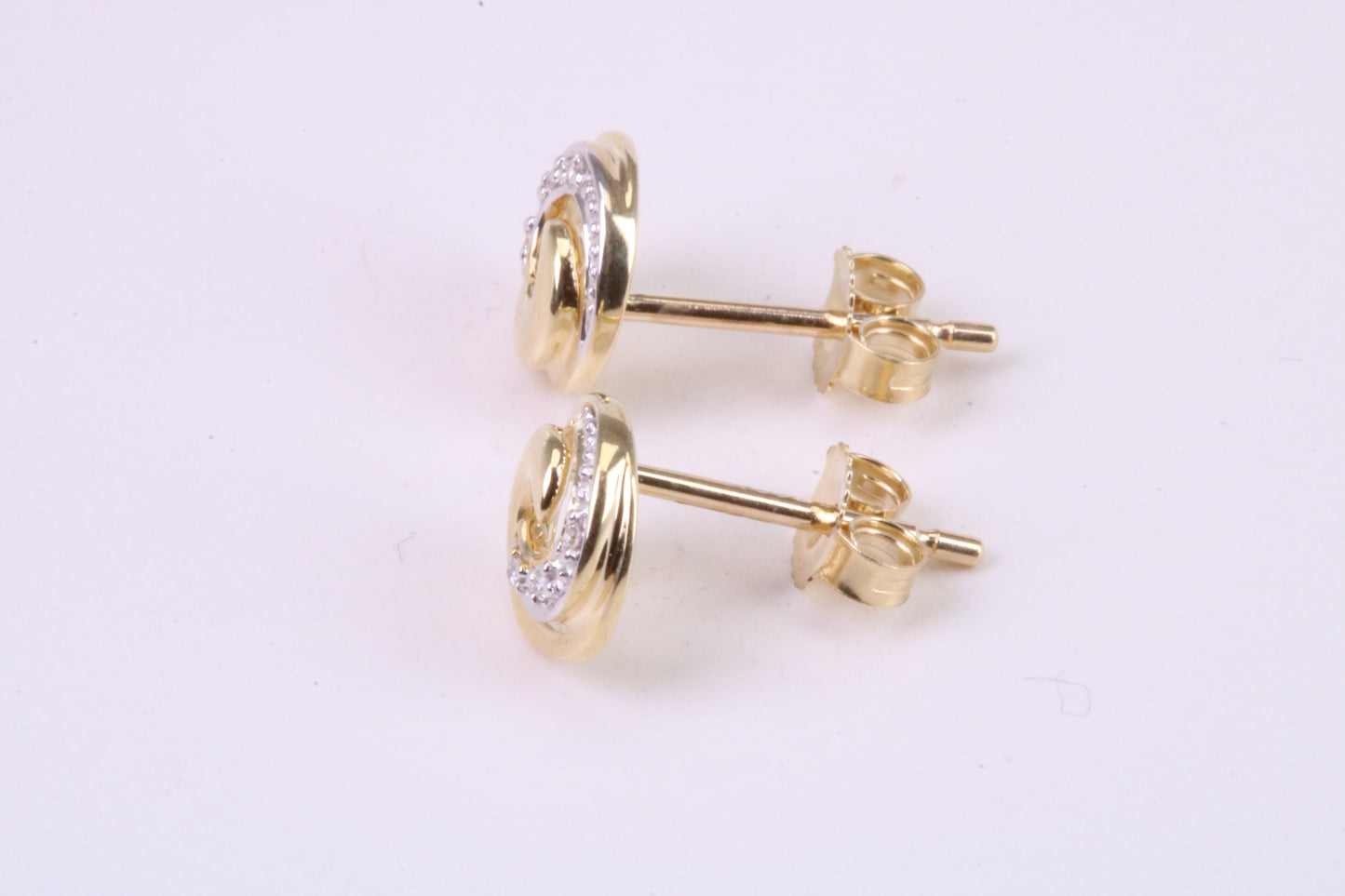 Natural Diamonds set Stud Earrings Made from Solid Yellow Gold, British Hallmarked