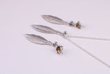Leaf Design Silver Necklace with Matching Earrings, Made From Solid Silver