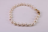 South Sea Simple 6 mm Round Natural Pearl Bracelet set with Solid Yellow Gold Lock