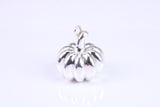 Solid Pumpkin Charm, Traditional Charm, Made from Solid Cast 925 Grade Sterling Silver, Complete with Attachment Link, British Hallmarked