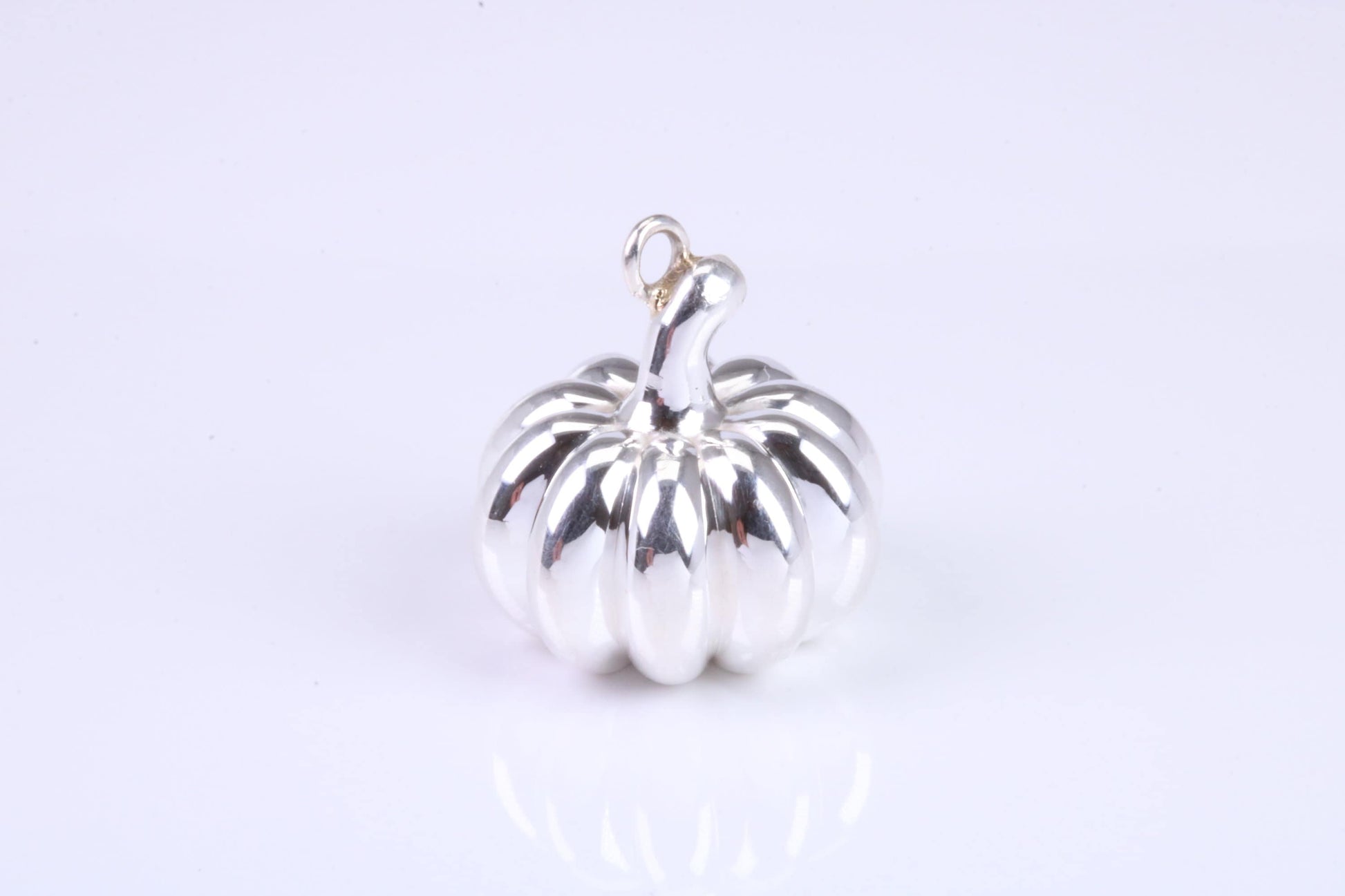 Solid Pumpkin Charm, Traditional Charm, Made from Solid 925 Grade Sterling Silver, Complete with Attachment Link