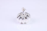 Solid Pumpkin Charm, Traditional Charm, Made from Solid Cast 925 Grade Sterling Silver, Complete with Attachment Link, British Hallmarked