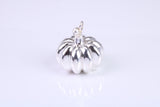 Solid Pumpkin Charm, Traditional Charm, Made from Solid Cast 925 Grade Sterling Silver, Complete with Attachment Link, British Hallmarked