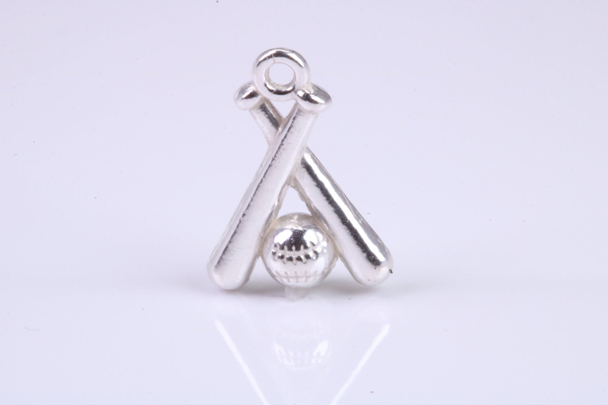 Baseball Set Charm, Traditional Charm, Made from Solid 925 Grade Sterling Silver, Complete with Attachment Link