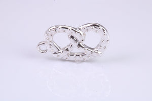 Pretzel Charm, Traditional Charm, Made from Solid 925 Grade Sterling Silver, Complete with Attachment Link