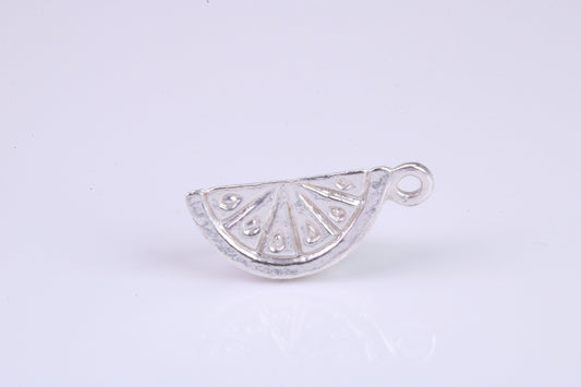 Slice of Orange Charm, Traditional Charm, Made from Solid 925 Grade Sterling Silver, Complete with Attachment Link