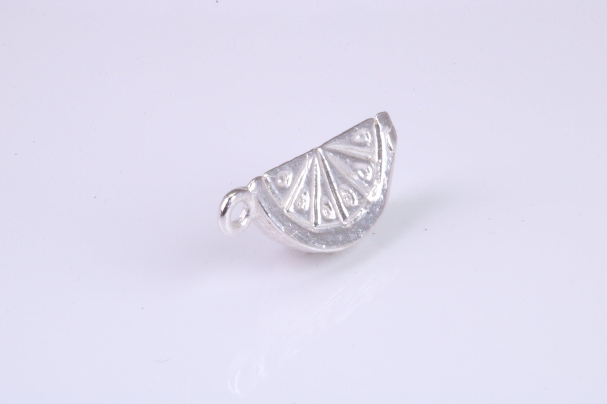 Slice of Orange Charm, Traditional Charm, Made from Solid 925 Grade Sterling Silver, Complete with Attachment Link