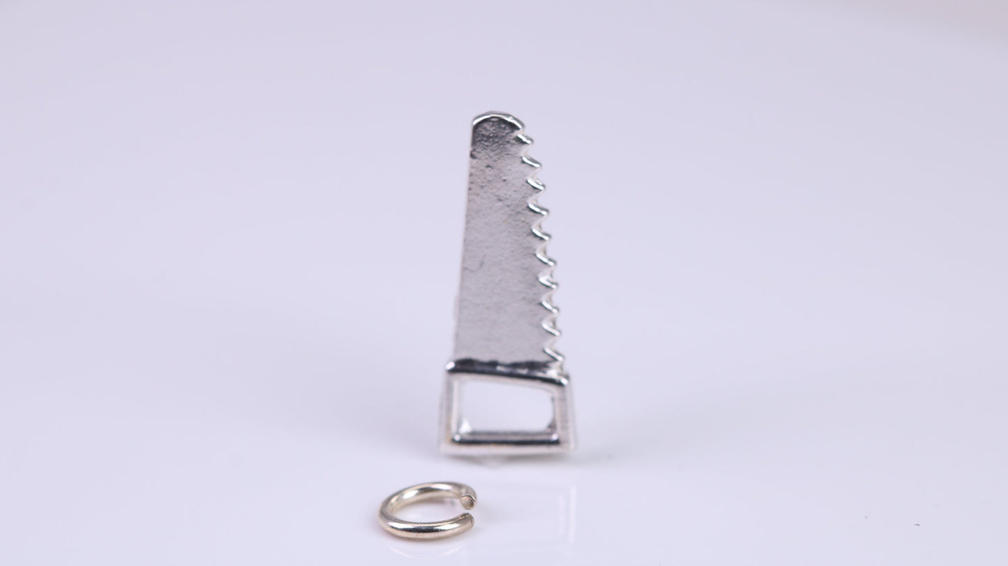 Saw Charm, Traditional Charm, Made from Solid 925 Grade Sterling Silver, Complete with Attachment Link