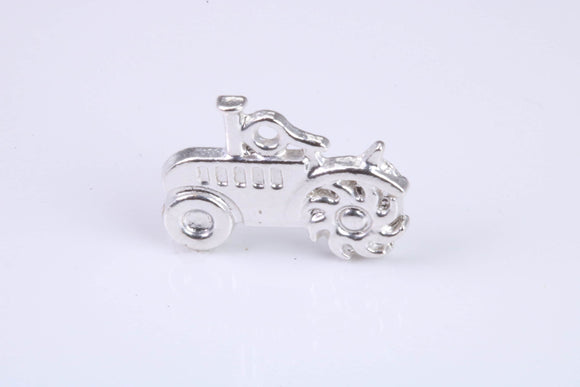 Farm Tractor Charm, Traditional Charm, Made from Solid 925 Grade Sterling Silver, Complete with Attachment Link