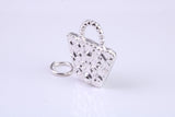 Shopping Bag Charm, Traditional Charm, Made from Solid 925 Grade Sterling Silver, Complete with Attachment Link