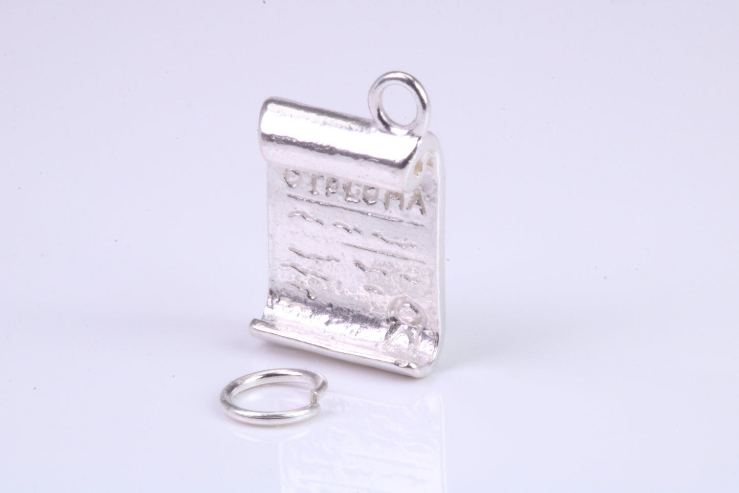 Diploma Charm, Graduation Cap Charm, Traditional Charm, Made from Solid 925 Grade Sterling Silver, Complete with Attachment Link