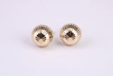 10 mm Round Diamond cut Domed Stud Earrings Made from Yellow Gold