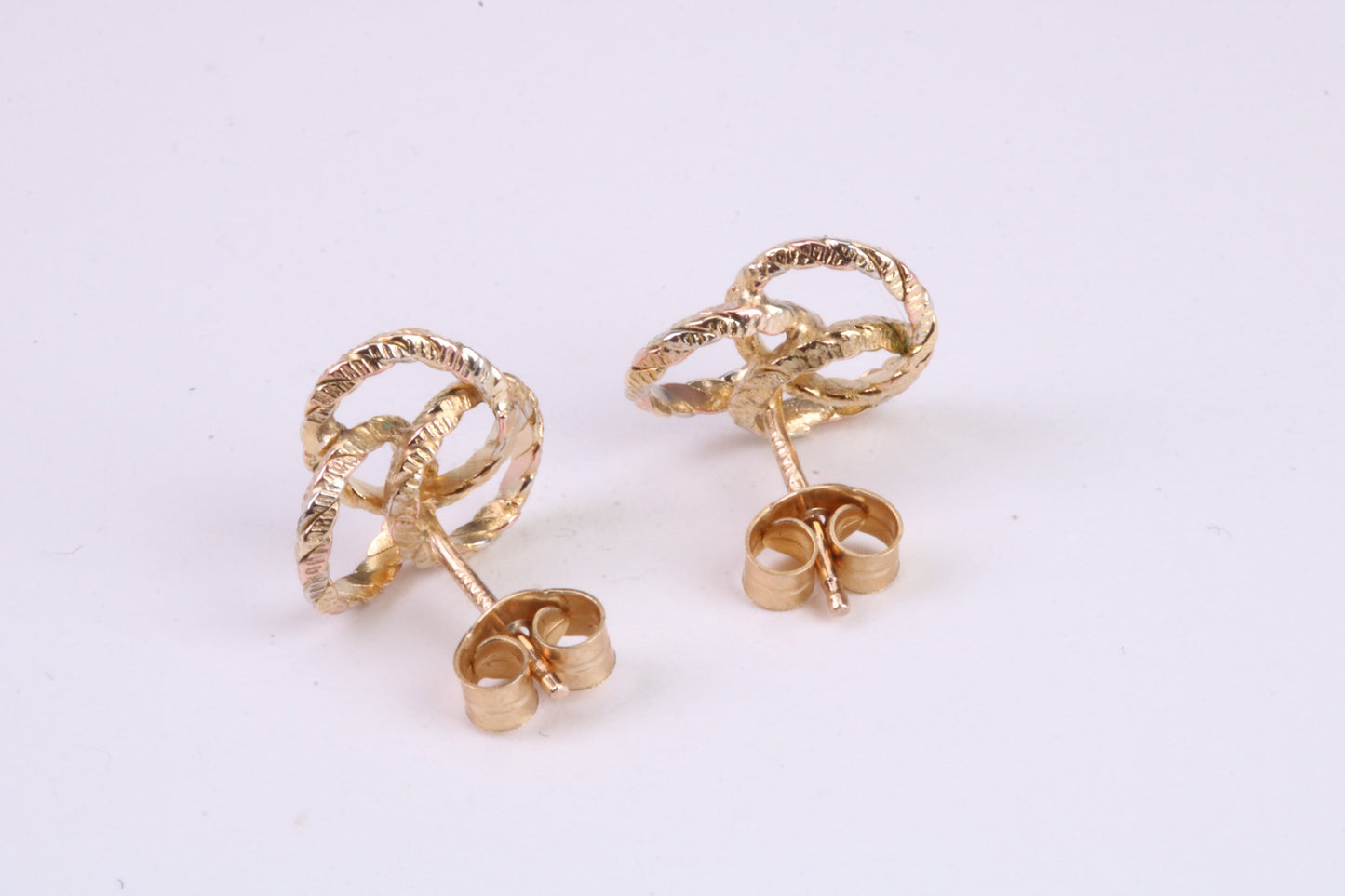 10 mm Round Triple Hoop Stud Earrings Made from Yellow Gold