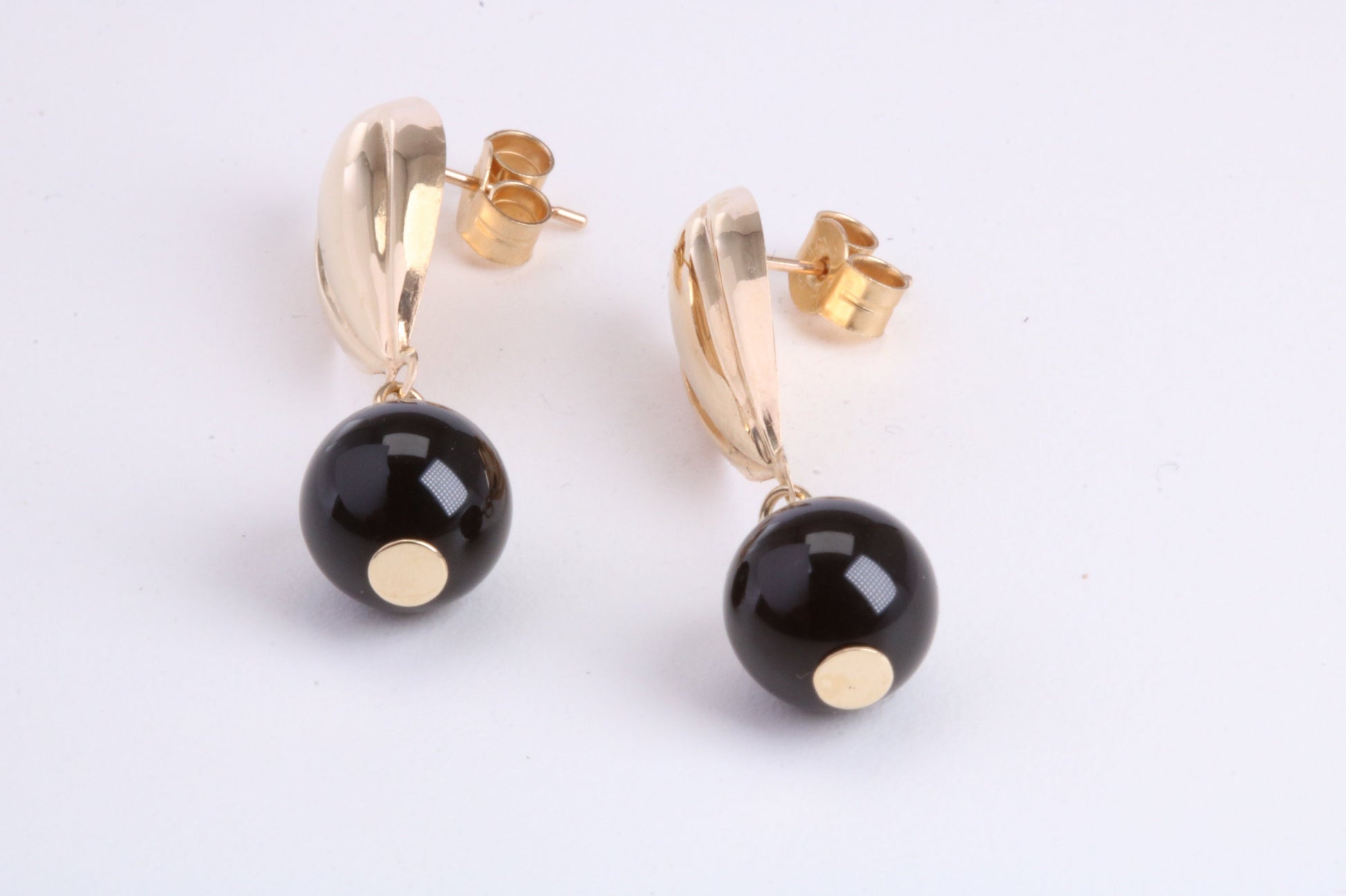 Onyx Dropper Earrings Made from 9ct Yellow Gold