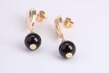 Onyx Dropper Earrings Made from 9ct Yellow Gold