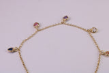 Rainbow Dainty Love Hearts Bracelet, With Length Adjustable Chain, Made from solid Sterling Silver and Further 18ct Yellow Gold Plated