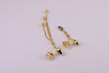 Fashionable Odd Pair 65 mm and 35 mm Long Dropper Stud Earrings, Solid Silver with Yellow Gold Plating