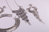 Large Silver Necklace with Matching Earrings and Bracelet