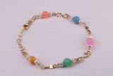 Rainbow Bracelet, With Length Adjustable Chain, Made from solid Sterling Silver and Further 18ct Yellow Gold Plated