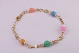 Rainbow Bracelet, With Length Adjustable Chain, Made from solid Sterling Silver and Further 18ct Yellow Gold Plated