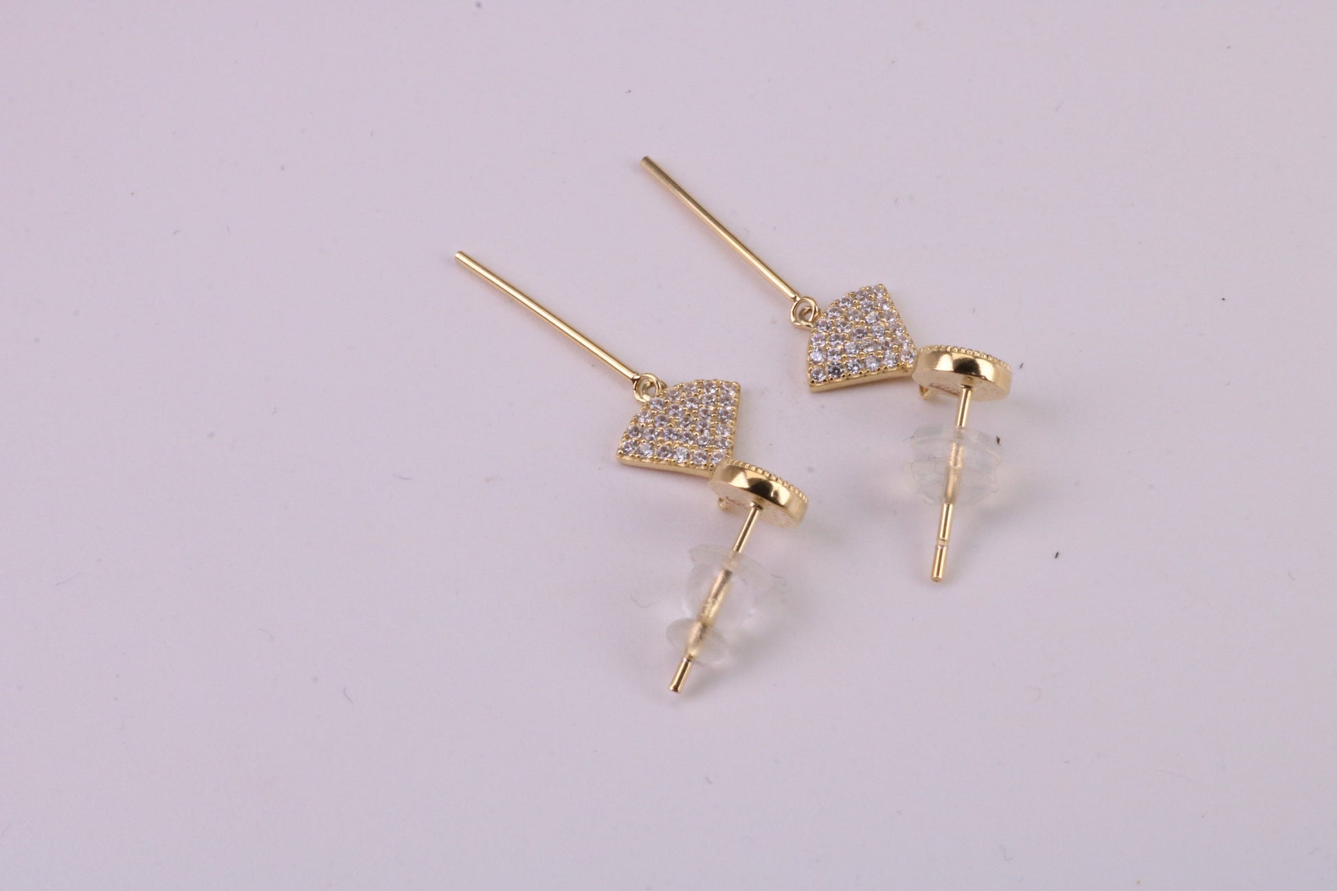 35 mm Long C Z and Black Onyx Set Dropper Stud Earrings, Solid Silver with Yellow Gold Plating