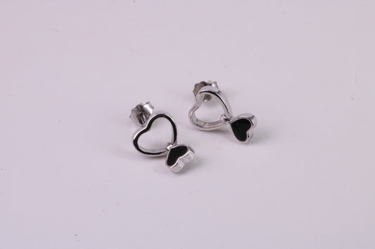 Love Heart Cubic Zirconia set Earrings, Very Dressy, Made from Solid 925 Grade Sterling Silver