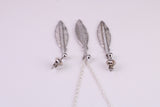 Leaf Design Silver Necklace with Matching Earrings, Made From Solid Silver