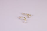 Natural Round Pearl set Stud Earrings, set in Solid Silver, 18ct Yellow Gold Pated, Comfortable Rubber Backings