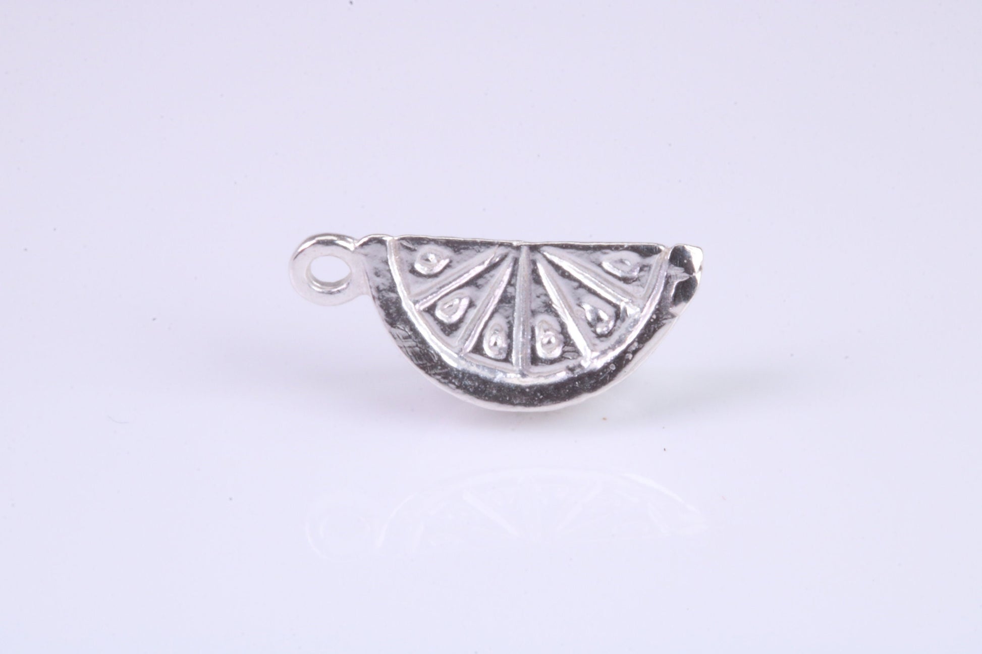 Slice of Orange Charm, Traditional Charm, Made from Solid 925 Grade Sterling Silver, Complete with Attachment Link