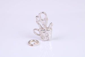 Sewing Basket Charm, Traditional Charm, Made from Solid 925 Grade Sterling Silver, Complete with Attachment Link