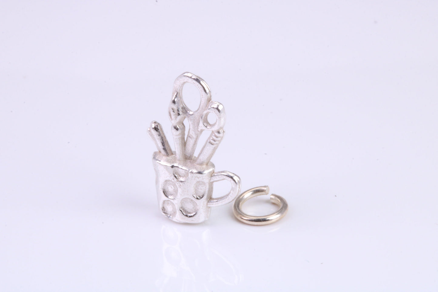Sewing Basket Charm, Traditional Charm, Made from Solid 925 Grade Sterling Silver, Complete with Attachment Link