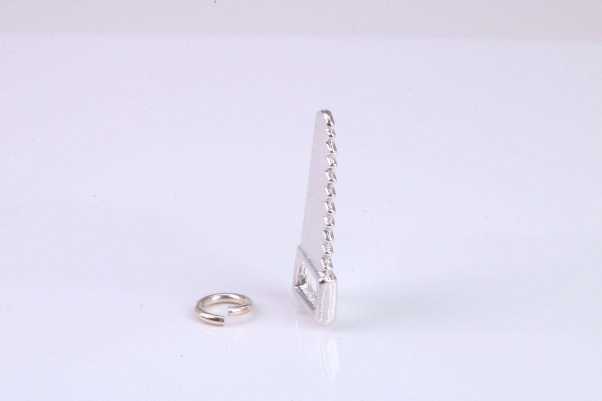 Saw Charm, Traditional Charm, Made from Solid 925 Grade Sterling Silver, Complete with Attachment Link