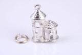 Castle Charm, Traditional Charm, Made from Solid 925 Grade Sterling Silver, Complete with Attachment Link