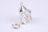 Castle Charm, Traditional Charm, Made from Solid 925 Grade Sterling Silver, Complete with Attachment Link