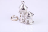 Castle Charm, Traditional Charm, Made from Solid 925 Grade Sterling Silver, Complete with Attachment Link