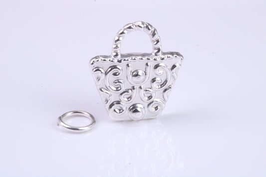 Shopping Bag Charm, Traditional Charm, Made from Solid 925 Grade Sterling Silver, Complete with Attachment Link