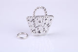 Shopping Bag Charm, Traditional Charm, Made from Solid 925 Grade Sterling Silver, Complete with Attachment Link