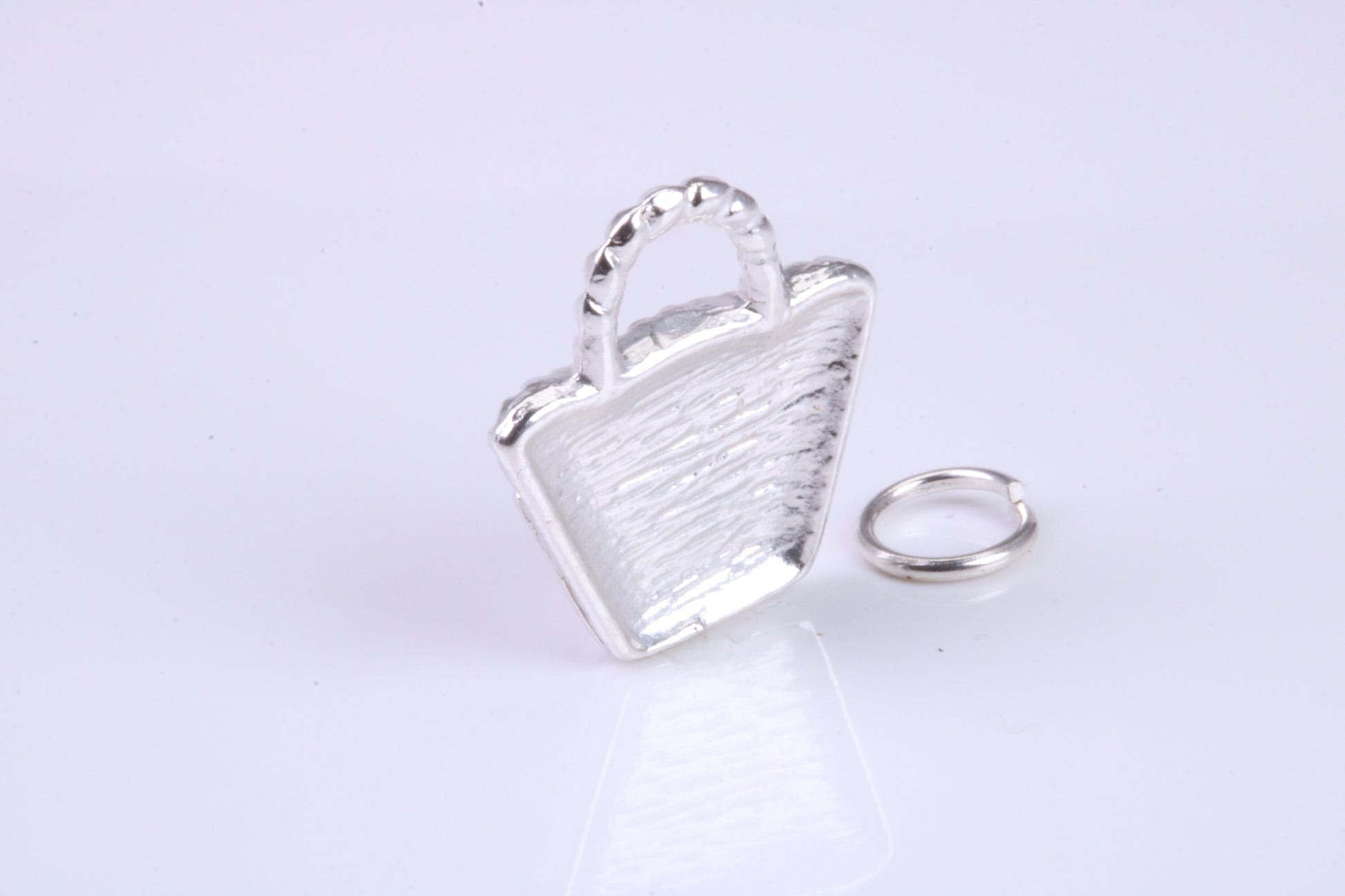 Shopping Bag Charm, Traditional Charm, Made from Solid 925 Grade Sterling Silver, Complete with Attachment Link