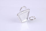 Shopping Bag Charm, Traditional Charm, Made from Solid 925 Grade Sterling Silver, Complete with Attachment Link