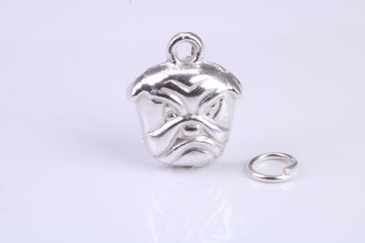 Bull Dog Charm, Traditional Charm, Made from Solid 925 Grade Sterling Silver, Complete with Attachment Link