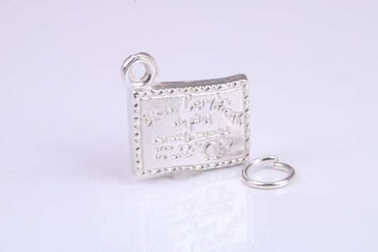 Birth Certificate Charm, Traditional Charm, Made from Solid 925 Grade Sterling Silver, Complete with Attachment Link