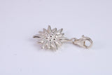 Sun Charm, Traditional Charm, Made from Solid 925 Grade Sterling Silver, Complete with Attachment Link