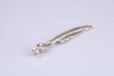 Feather Charm, Traditional Charm, Made from Solid 925 Grade Sterling Silver, Complete with Attachment Link