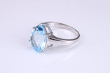 Large Natural Teardrop cut Blue Topaz set Sterling Silver Ring, November Birthstone